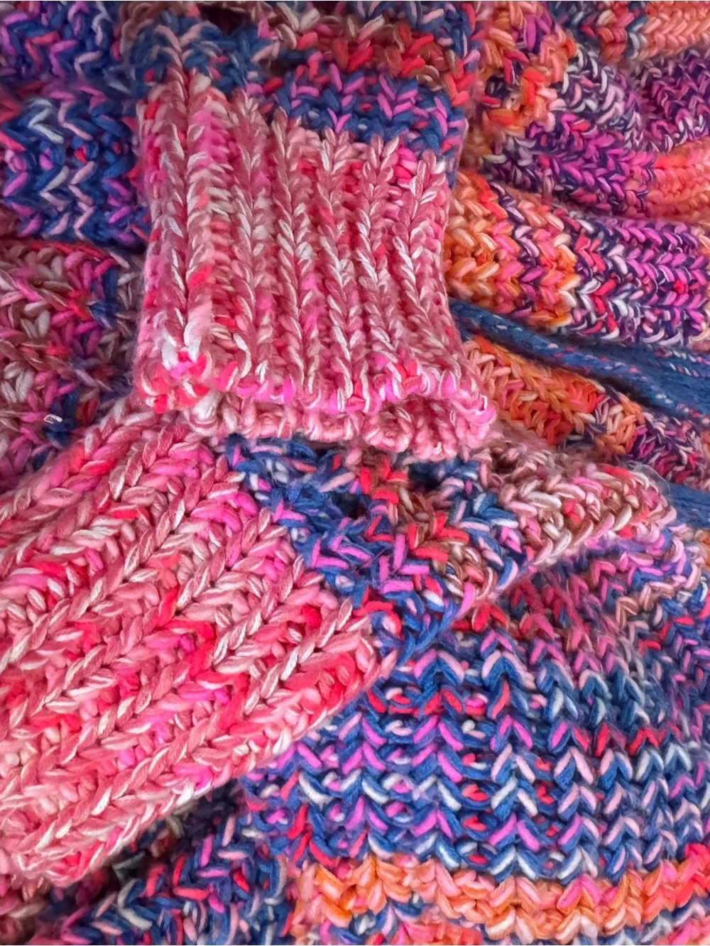 Free People Chunky Knit Open Front Cardigan Sweater Multicolor Boho Oversized XS